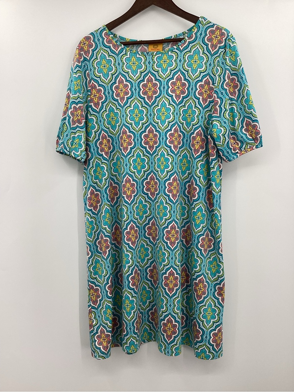 Ruby Rd. Turquoise Floral Geometric Mini Dress